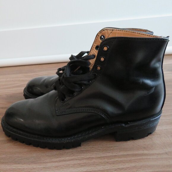 VINTAGE DAYTON Driver Combat Moto Lug Vibram Boots in Black Leather - Picture 6 of 16